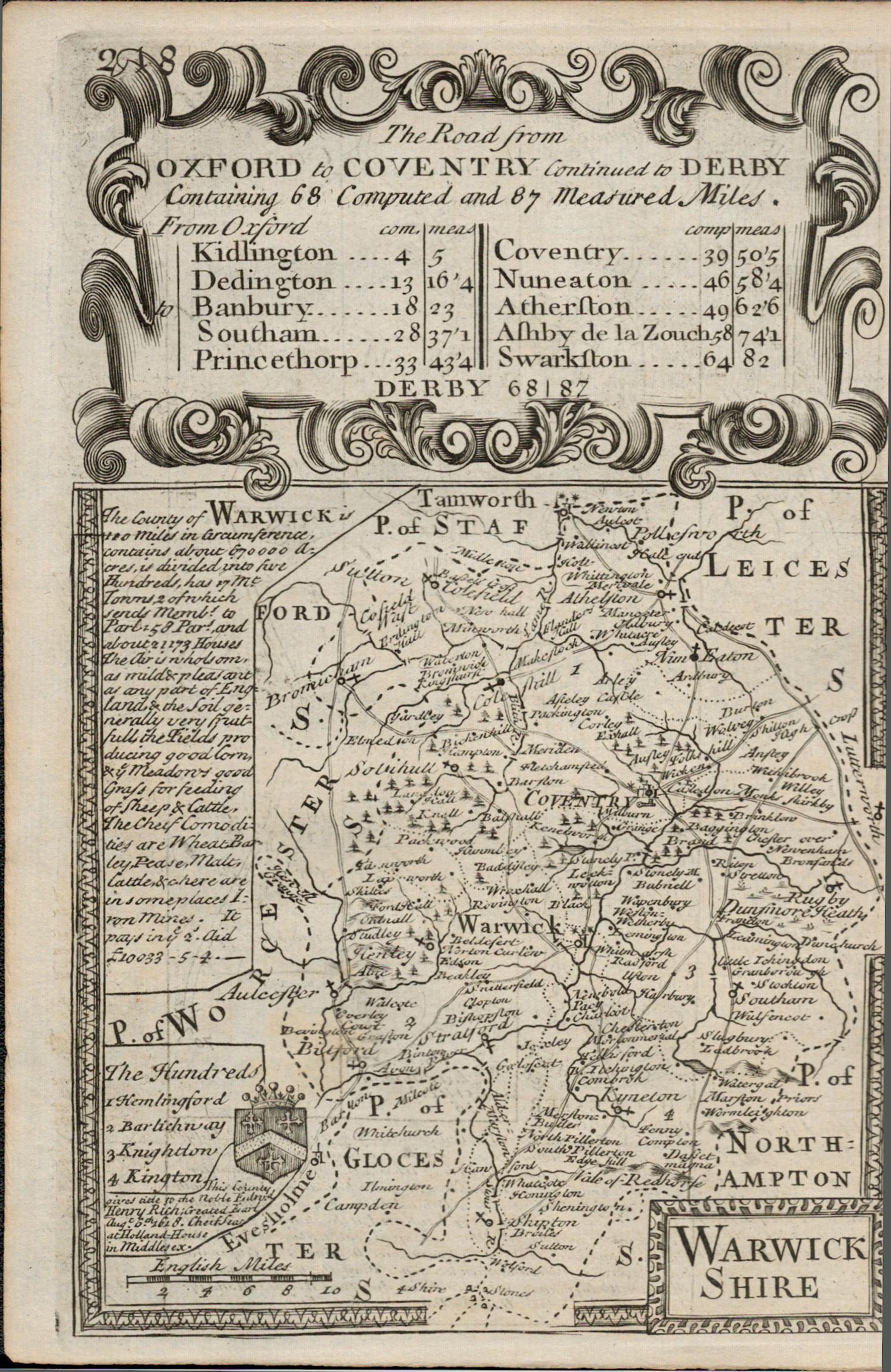 Bowen 290 Yrs Old Detailed Road Map Oxford to Coventry Banbury Nuneaton Derby. - Image 2 of 4