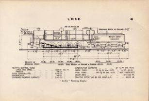 l.M.S.R. Railway Lickey Banking Engine Drawing Diagram 85 Yrs Old Print.