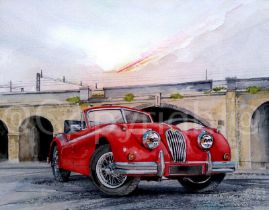 Jaguar XK 120 1950's In Red Sporting British Car Metal Wall Art