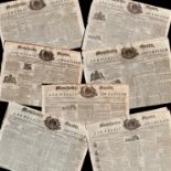 Collection of 7 Antique 1798/1799 Newspapers Bonaparte, Irish Rebellion, Etc