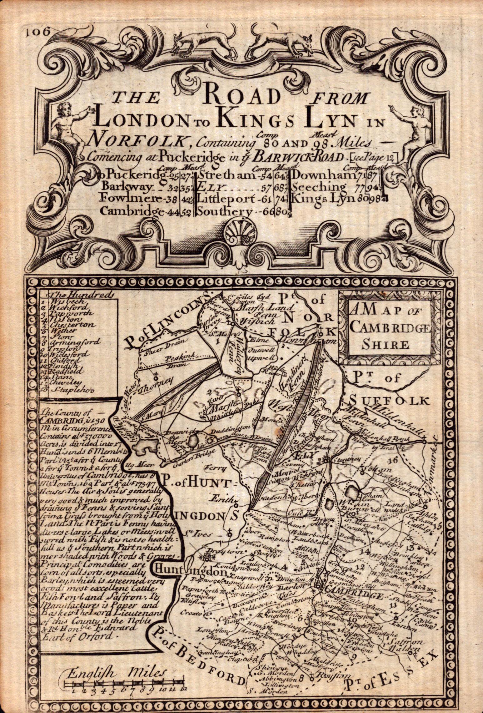 Bowen 290 Yrs Old Detailed Road Map The Road From London to Kings Lynn. - Image 2 of 4