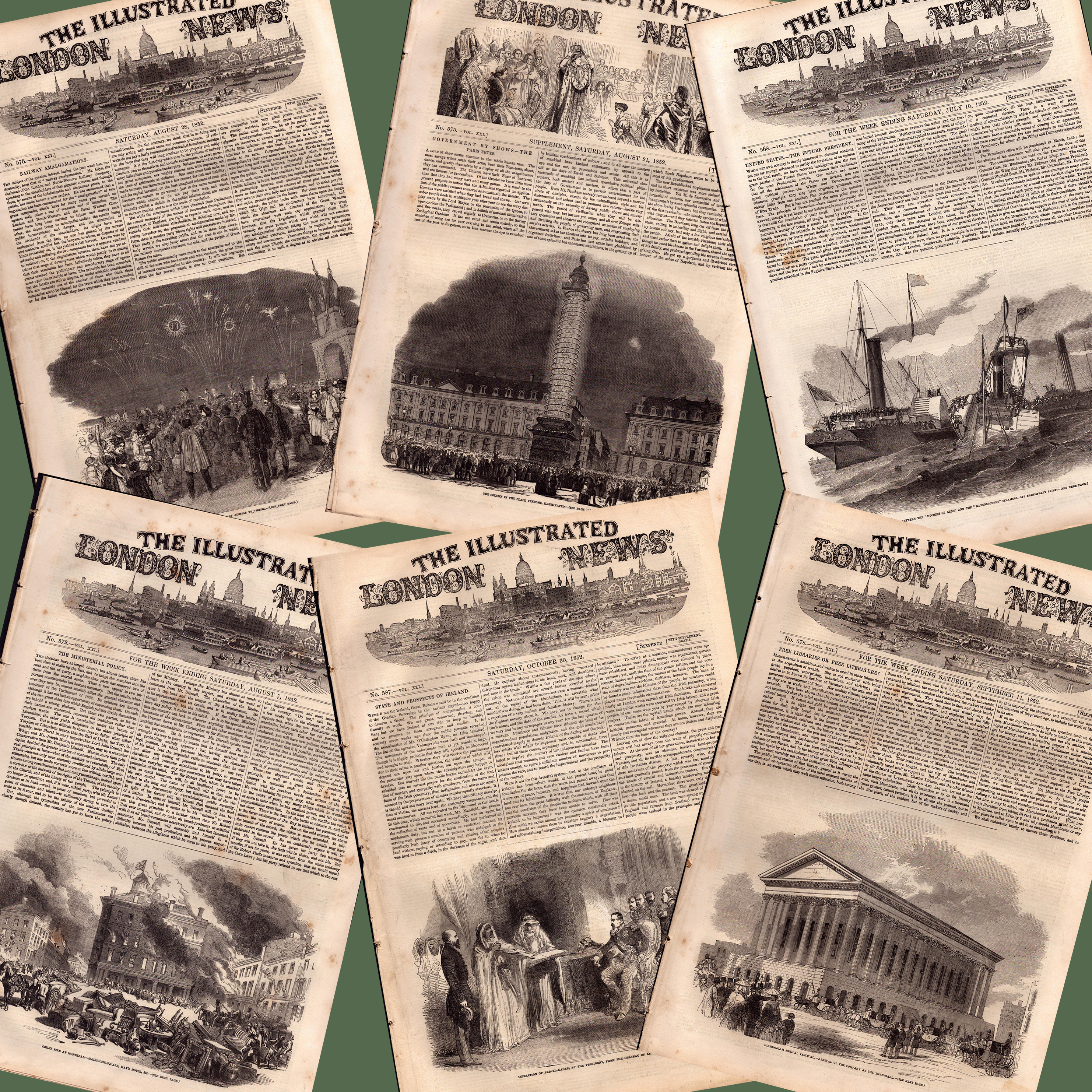 Illustrated London News Victorian Collection 12 Antique 1852 Newspapers. - Bild 2 aus 15