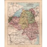 County Of Londonderry Ireland Antique Detailed Coloured Victorian Map.