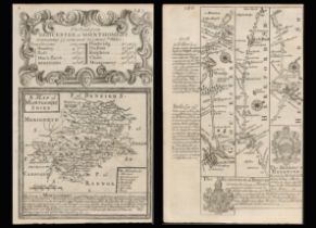 Bowen 290 Yrs Old Detailed Road Map Gloucester, Huntley, Ross, Hereford.