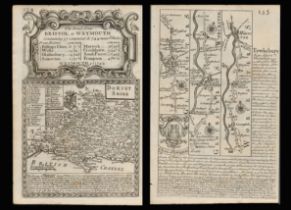 Bowen 290 Yrs Old Detailed Road Map Bristol To Weymouth Dorsetshire.