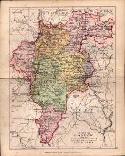 County of Carlow Ireland Antique Detailed Coloured Victorian Map.