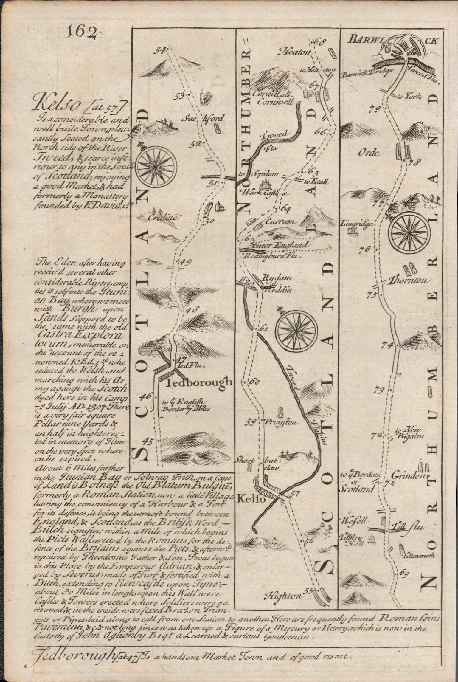 Bowen 290 Yrs Old Road Map Scotland Cumberland Northumberland Kelso. - Image 3 of 4