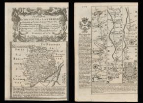 Bowen 290 Yrs Old Detailed Road Map Monmouth Abergavenny Wales.