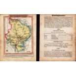 Huntingdonshire Engraved Hand Coloured King George IV Antique Map & Text.