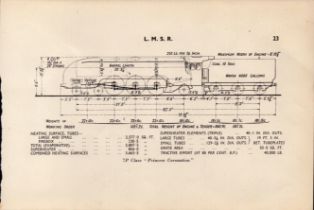 l.M.S.R. Railway Princess Coronation Detailed Drawing Diagram 85 Yrs Old Print.