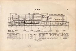 GWR Railway King Class Locomotive Detailed Drawing Diagram 85 Yrs Old Print.