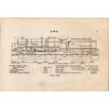 GWR Railway King Class Locomotive Detailed Drawing Diagram 85 Yrs Old Print.