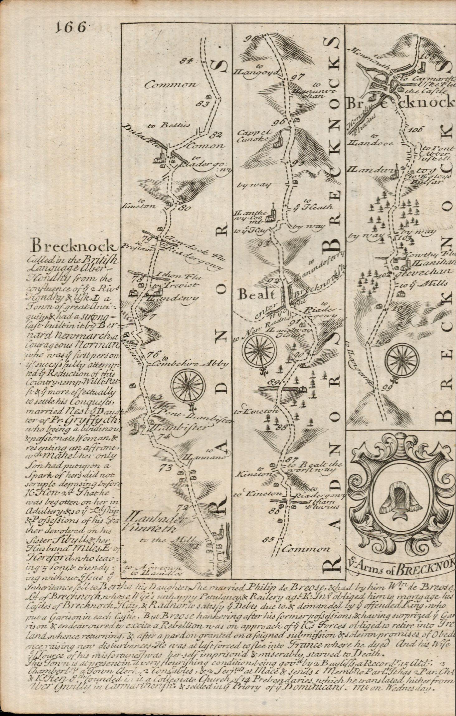 Bowen 290 Yrs Old Detailed Road Map Wales Tregynon Newtown Wells, Brecon. - Image 2 of 4