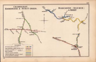 Crowhurst Hurst Green / Bodmin Cornwall Antique Railway Diagram-126.