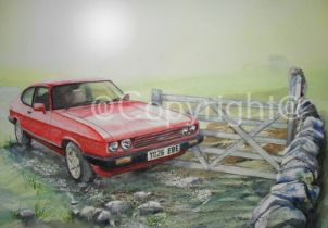 Ford Capri Red 1970's Iconic Nostalgic British Cars Metal Wall Art