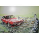 Ford Capri Red 1970's Iconic Nostalgic British Cars Metal Wall Art