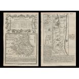 Bowen 290 Yrs Old Detailed Road Map Whitby to Durham Newcastle North East.