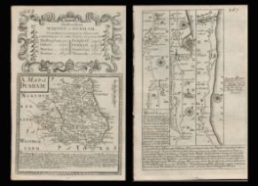 Bowen 290 Yrs Old Detailed Road Map Whitby to Durham Newcastle North East.