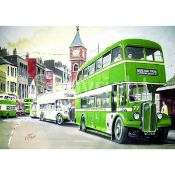 Morecambe Promenade Nostalgic Bus Scene Metal Wall Art