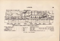 l.N.E.R. Railway Lord President Detailed Drawing Diagram 85 Yrs Old Print.