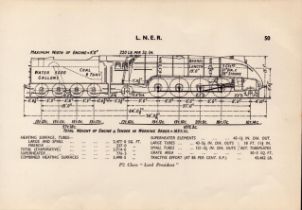l.N.E.R. Railway Lord President Detailed Drawing Diagram 85 Yrs Old Print.