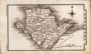 Wales Anglesey Antique Copper Engraved George IV Map by Sidney Hall.