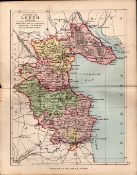 County Of Louth Ireland Antique Detailed Coloured Victorian Map.