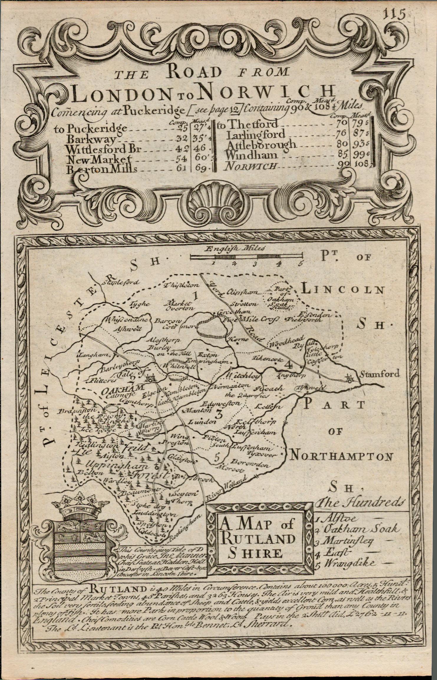 Bowen 290 Yrs Old Detailed Road Map London-Norwich Puckeridge, Newmarket. - Image 2 of 4