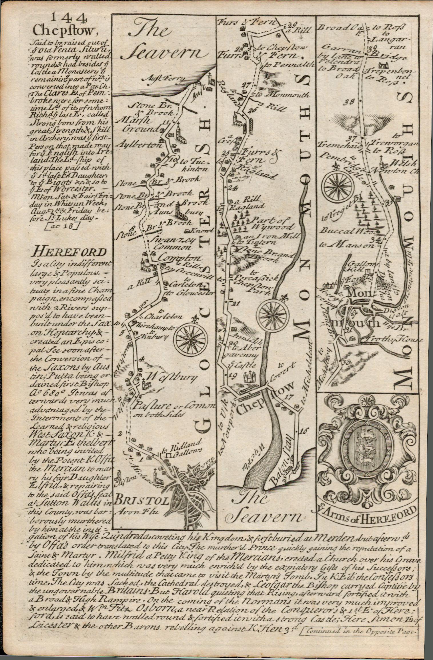 Bowen 290 Yrs Old Detailed Road Map Bristol, Chepstow, Monmouth Hereford. - Image 3 of 4