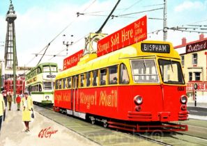 Blackpool Tram Royal Mail Livery Nostalgic Transport Of The Past Metal Wall Art