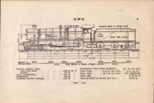 GWR Railway Hall Class Locomotive Detailed Drawing Diagram 85 Yrs Old Print.