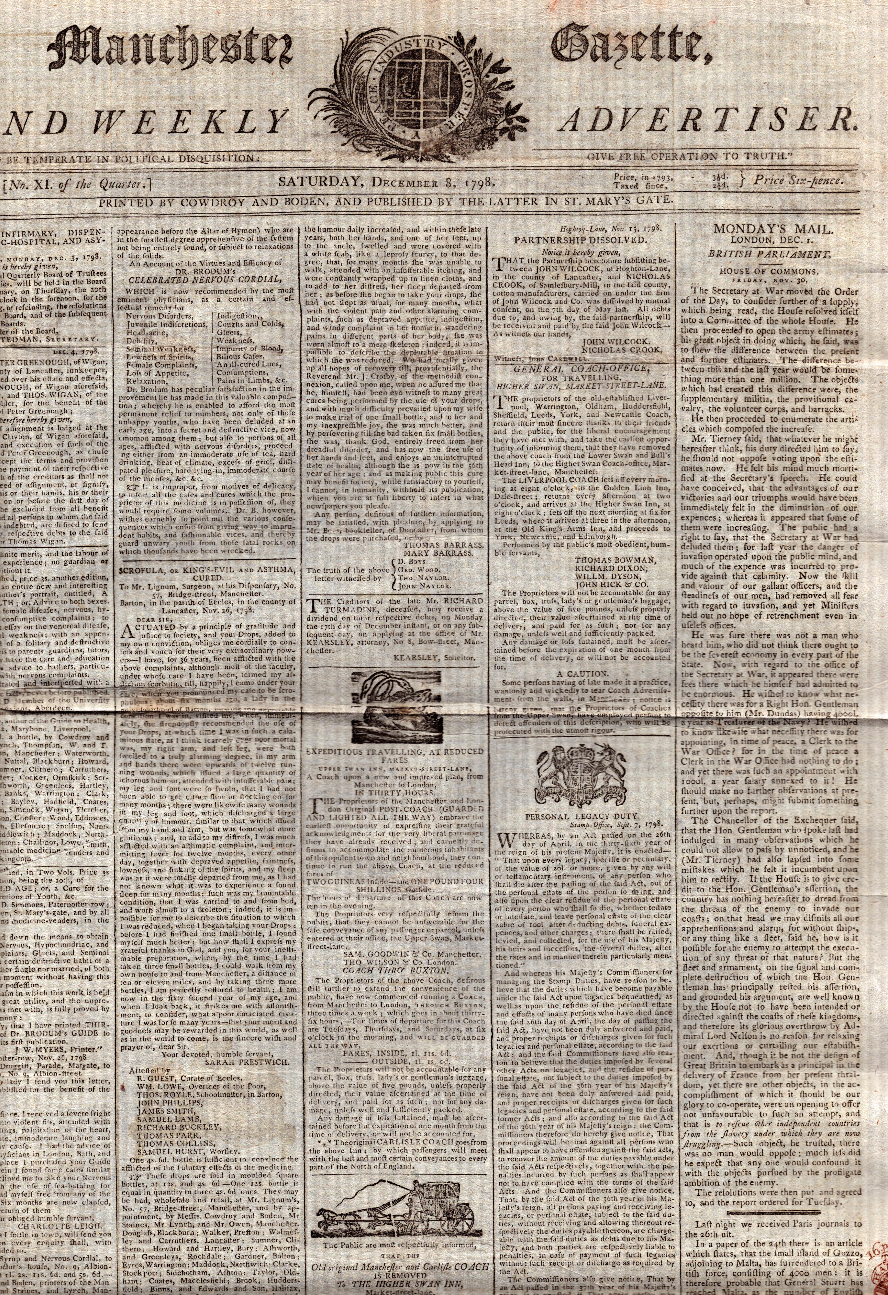 Collection of 7 Antique 1798/1799 Newspapers Bonaparte, Irish Rebellion, Etc - Image 8 of 15