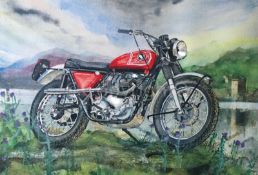 Red Norton P11 Scrambler Motorbike Metal Wall Art