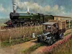 The GWR Delivering The Post Vintage Steam Train Engine Metal Wall Art