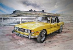 Iconic Triumph Stag ""In The Shadow Of Whitby Abbey"" Metal Wall Art