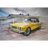 Iconic Triumph Stag ""In The Shadow Of Whitby Abbey"" Metal Wall Art