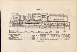 GWR Railway Castle Class Locomotive Detailed Drawing Diagram 85 Yrs Old Print.