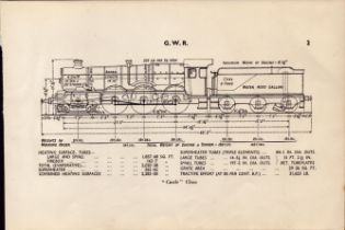 GWR Railway Castle Class Locomotive Detailed Drawing Diagram 85 Yrs Old Print.