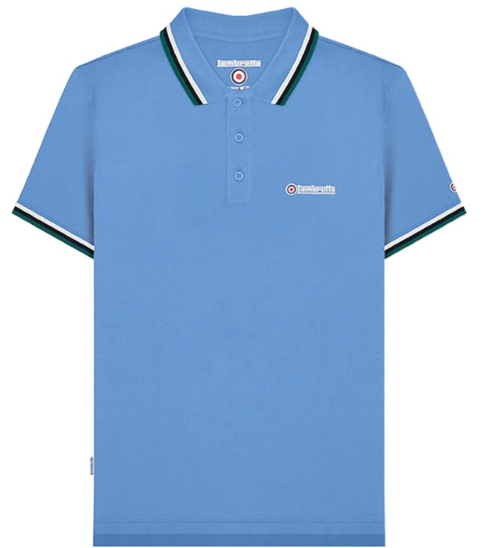 Lambretta Triple Tipped Polo Ashley Blue (White/Navy/Deep Lake) - RRP £30.00 SM