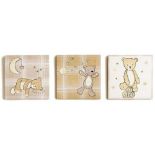 6 x Bear Hugs Canvas Set of 3, Multi-Colour, 20 x 60