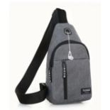 Unisex Chest Bag With Earphone Hole Canvas Bag