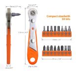 17 Pcs Mini Ratchet Screwdriver With 1/4” Drive