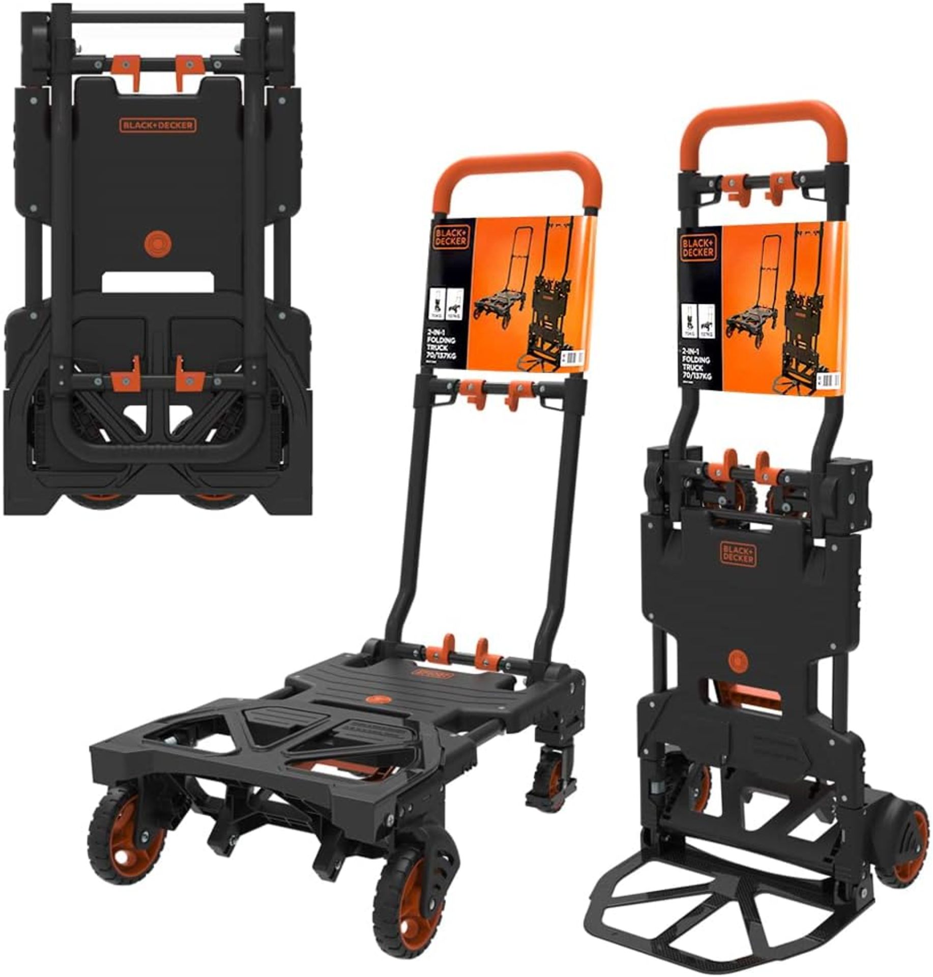 Black+Decker Platform Trolley - 2 In 1 Hand Cart and Platform Trolley - Maximum Load - 137kg