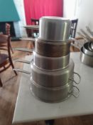 5 Heavy Duty Stainless Steel Thick Base Shallow Pots.