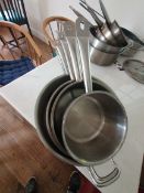 Set of 5 Stainless Steel, Shallow Pots.