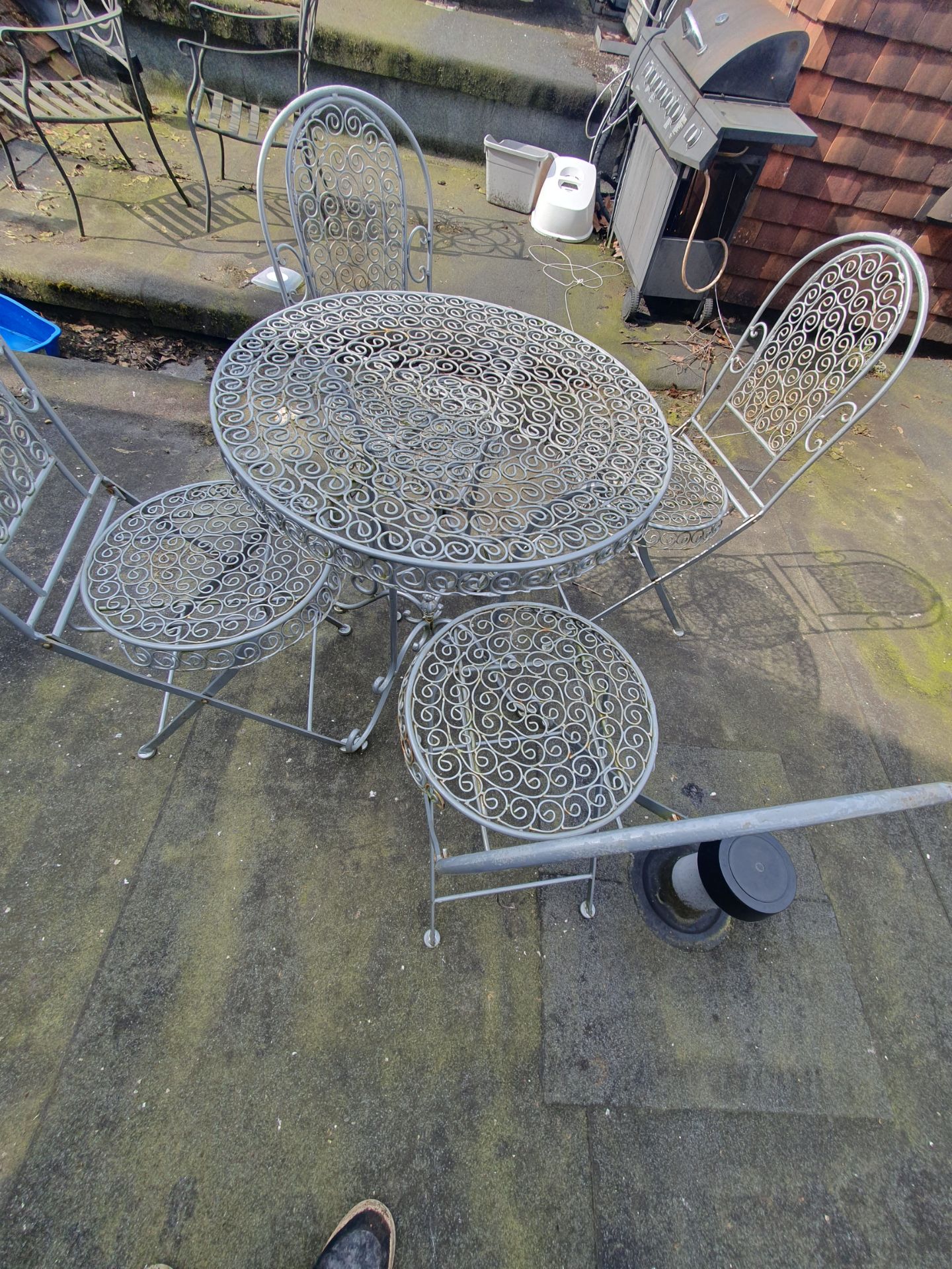 Steel Garden Table and 4 Closing Chairs. - Image 2 of 4