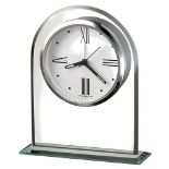 Howard Miller Regent Table Clock 645-579 – Beveled Glass Arch Timepiece, Glass Base Mount, Black