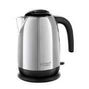 Russell Hobbs Stainless Steel & Black Electric 1.7L Cordless Kettle with black handle (Fast Boil...