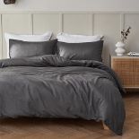 Simple & Opulence Linen Duvet Cover Double, Natural Linen Cotton Duvet Cover with Pillowcase, Double