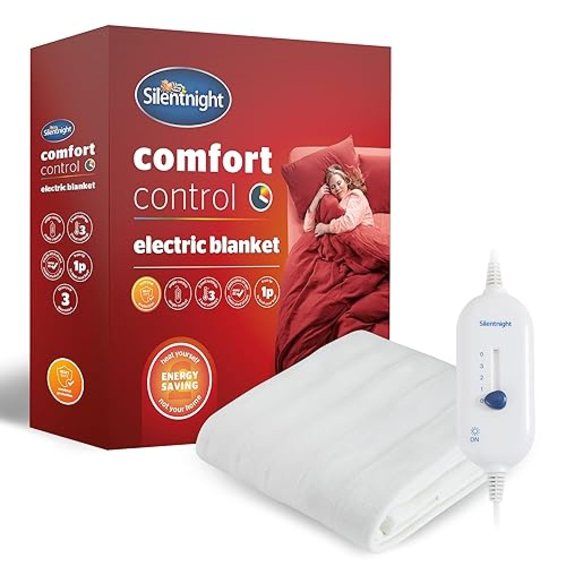 Silentnight Comfort Control Electric Blanket - Heated Electric Fitted Underblanket with 3 Heat Se...